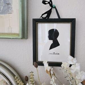 Antique Framed Silhouette of a Young Boy, Victorian Edwardian Wall Art